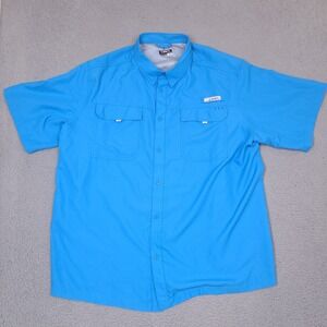 Habit Mens Fishing Shirt 3XL Malibu Blue Short Sleeve Solar Factor UPF 40+
